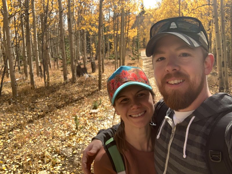 Hiking Through Aspen Trees in the Fall