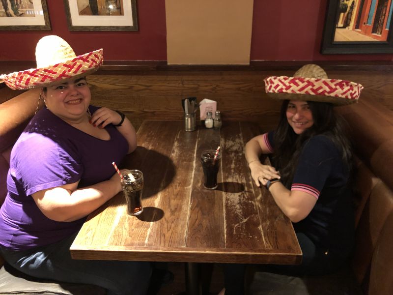 Noida and Rose at a Mexican Restaurant in London