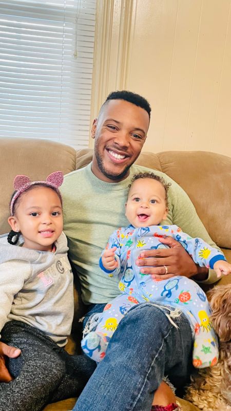 Devontae with His Best Friend's Niece and Nephew